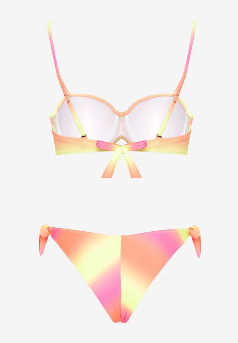 swest Bikini Fucsia Slip și Sutien cu drapaje cu model geometric Kinnira