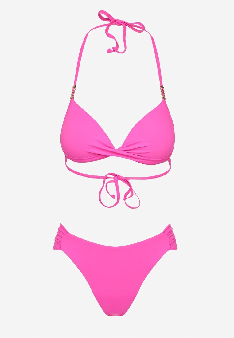 swest Bikini fucsia Sutien legat Push Up și Chiloți tip slip Mirisenia