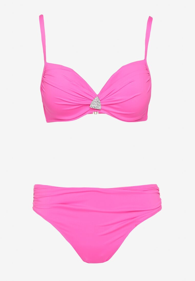 swest Bikini Fucsia Sutien și Slip cu Aplicație Triunghiulară Natizeria