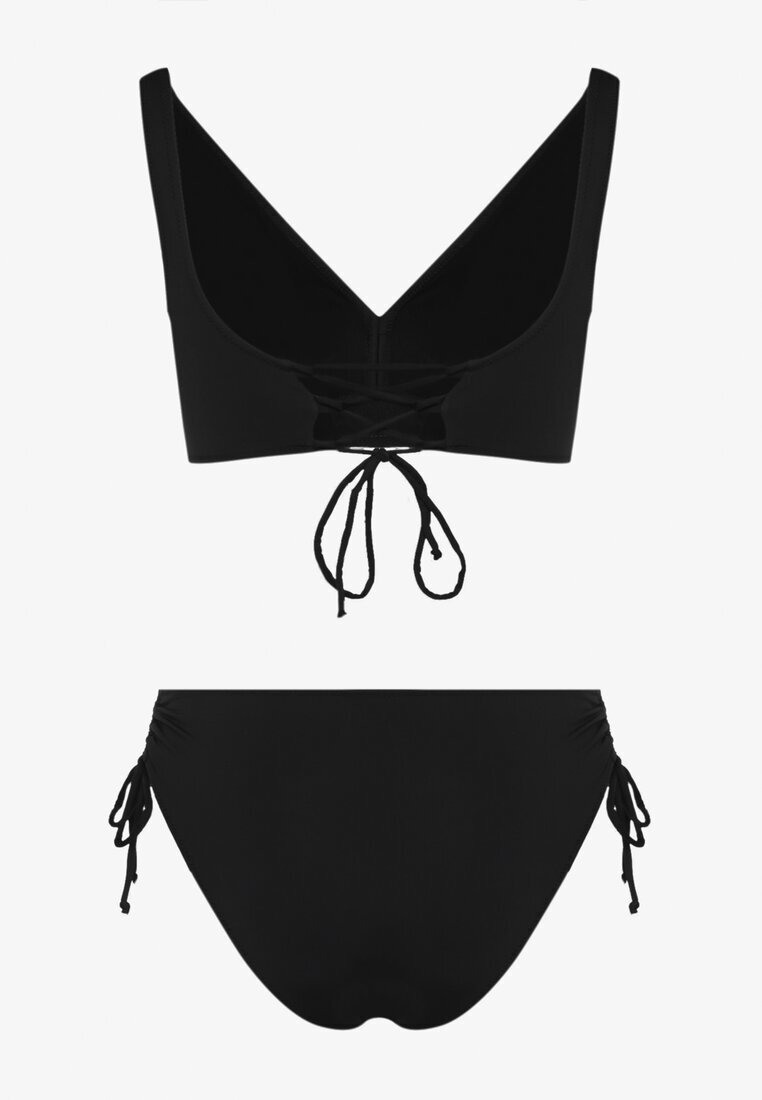 swest Bikini Negre Sutien și Chiloți Slip cu Legături Kinalisa