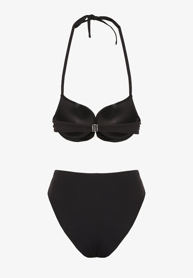 swest Bikini Negru Chiloți Tanga și Sutien Decorate cu Șnur Saniorie