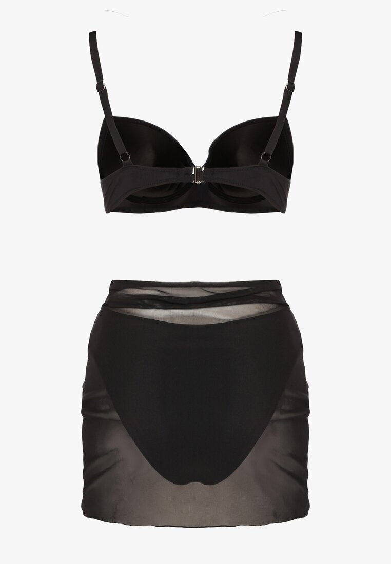 swest Bikini Negru Chiloți tip slip Sutien încrețit și Pareo Natovena