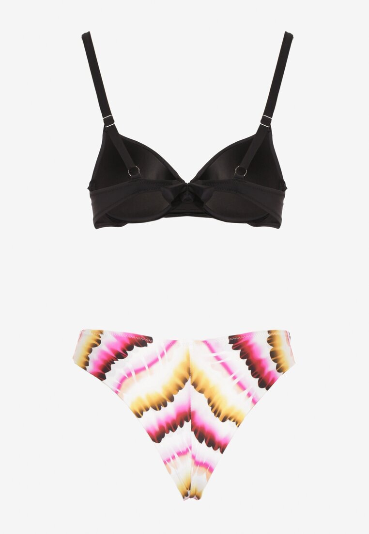 swest Bikini Negru-Roz Slip Decorat cu Imprimeu și Sutien Natinalia