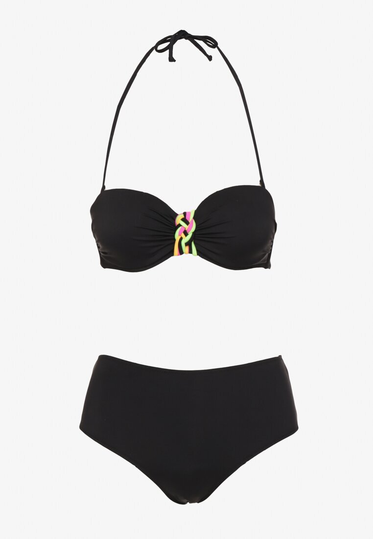 swest Bikini Negru Slip și Sutien cu Inserție Decorativă Natamara