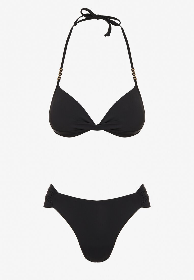 swest Bikini Negru Sutien Push Up Legat și Chiloți Tip Slip Mirisenia
