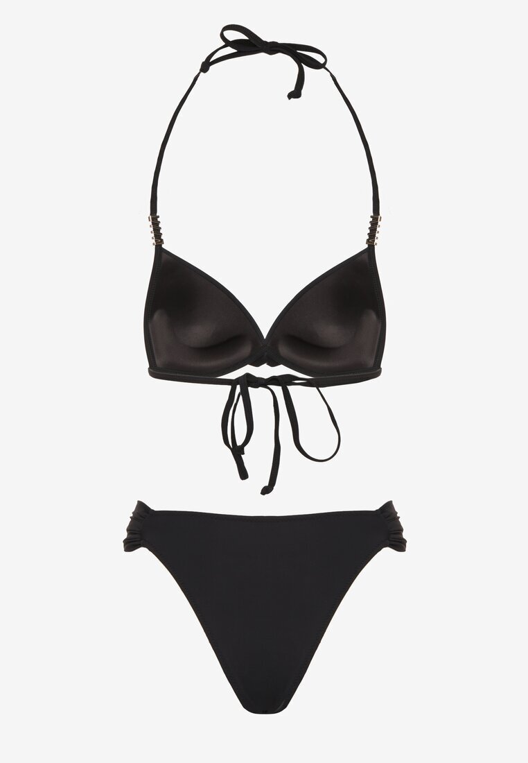swest Bikini Negru Sutien Push Up Legat și Chiloți Tip Slip Mirisenia