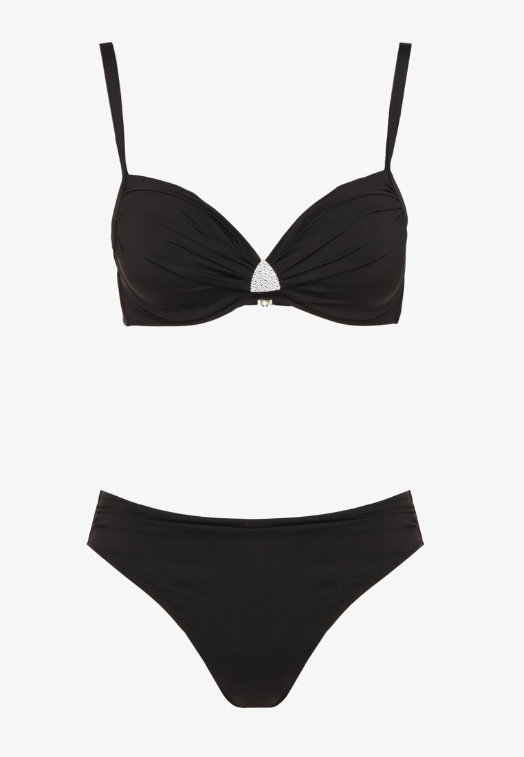 swest Bikini Negru Sutien și Figi cu Aplicație Triunghiulară Natizeria
