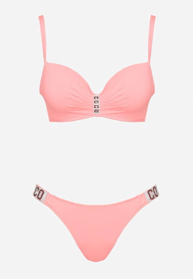swest Bikini Roz Sutien și Chiloți slip cu aplicație cu zirconii Nateria