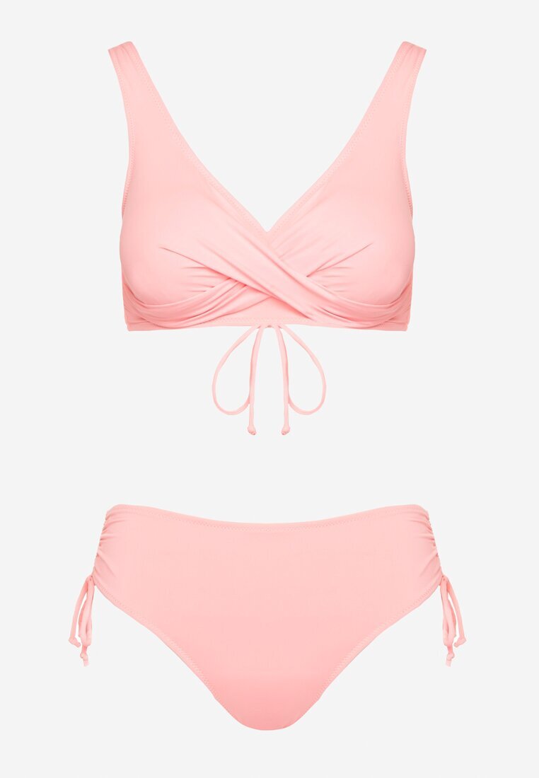 swest Bikini Roz Sutien și Slip cu Legături Kinalisa