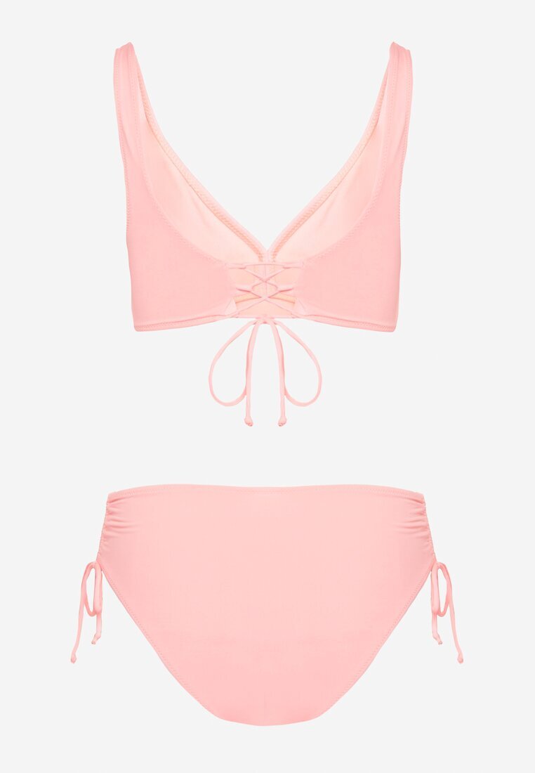 swest Bikini Roz Sutien și Slip cu Legături Kinalisa