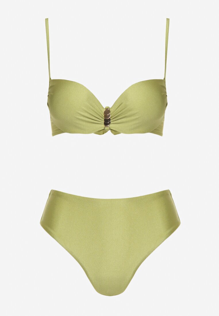 swest Bikini Verde Chiloți și Sutien cu Decorație Metalică Kinalenna
