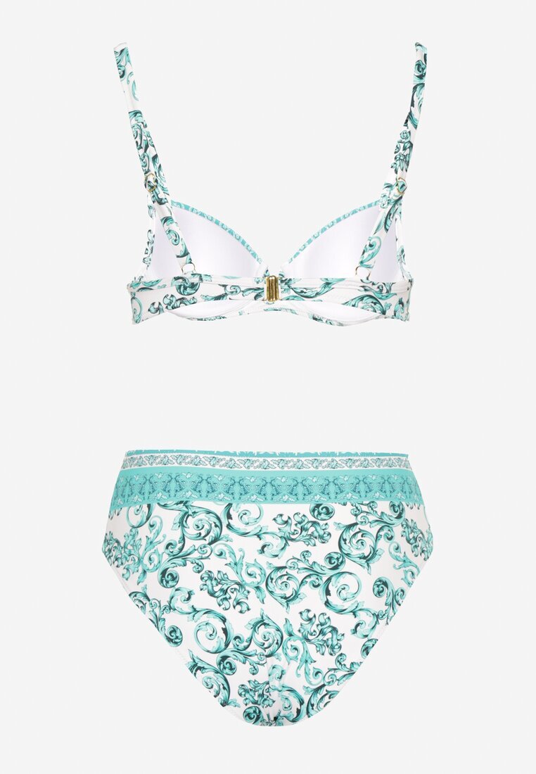 swest Bikini Verde deschis Decorat cu Imprimeu Ornamental Sutien și Chiloți Mirulea
