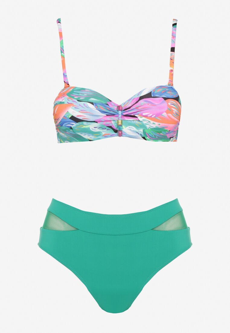 swest Bikini Verde închis Chiloți tip slip și Sutien cu motiv abstract Anitlle