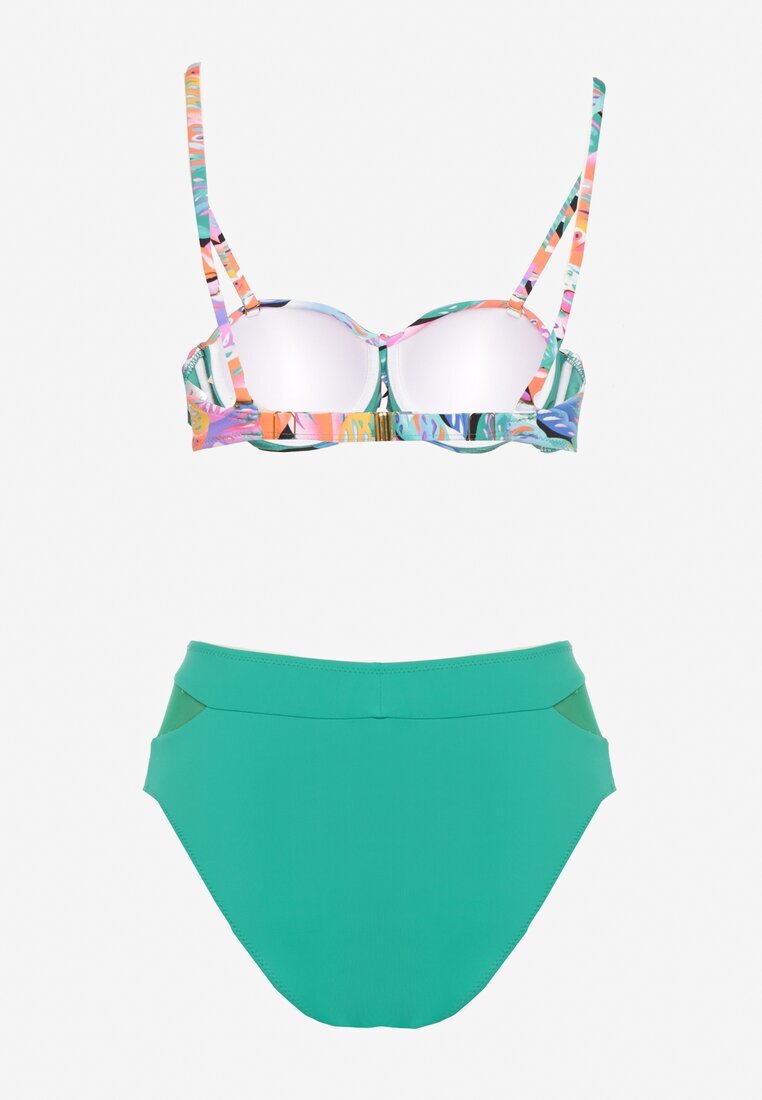 swest Bikini Verde închis Chiloți tip slip și Sutien cu motiv abstract Anitlle