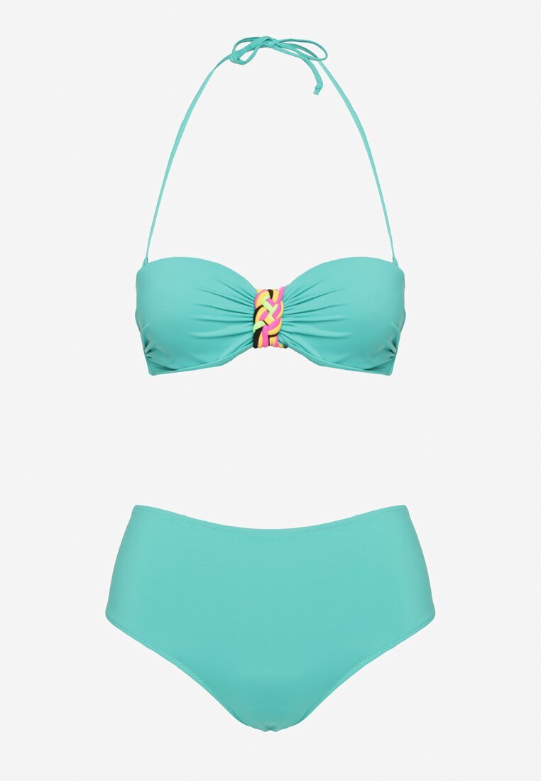 swest Bikini Verde închis Figi și Sutien cu Inserție Decorativă Natamara