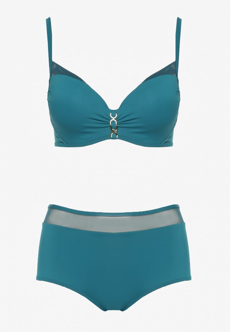 swest Bikini Verde închis Sutien Decorat cu Aplicație și Chiloți tip Slip Iffirelle