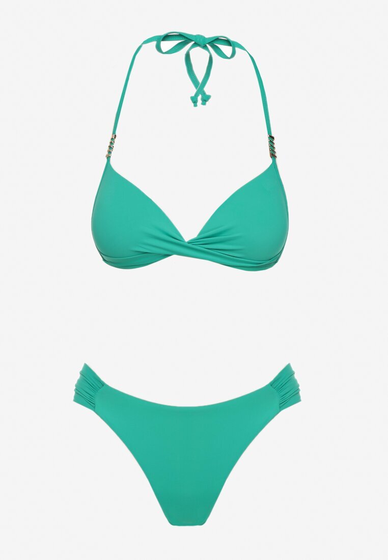 swest Bikini Verde închis Sutien legat Push Up și Chiloți tip slip Mirisenia