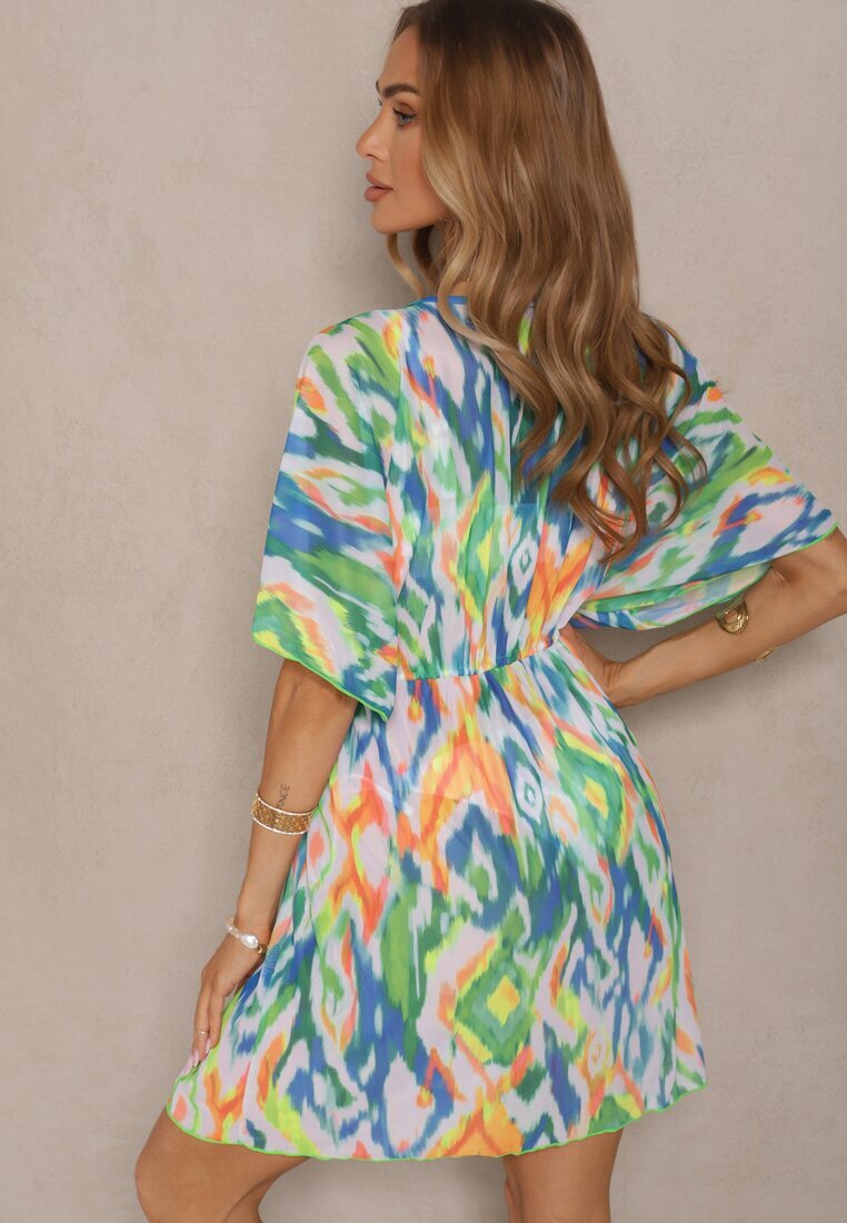 swest Cardigan Verde din plasă cu motiv abstract decorat cu legături Revoreia