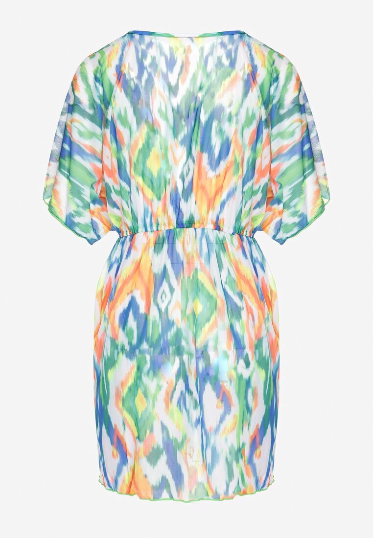 swest Cardigan Verde din plasă cu motiv abstract decorat cu legături Revoreia