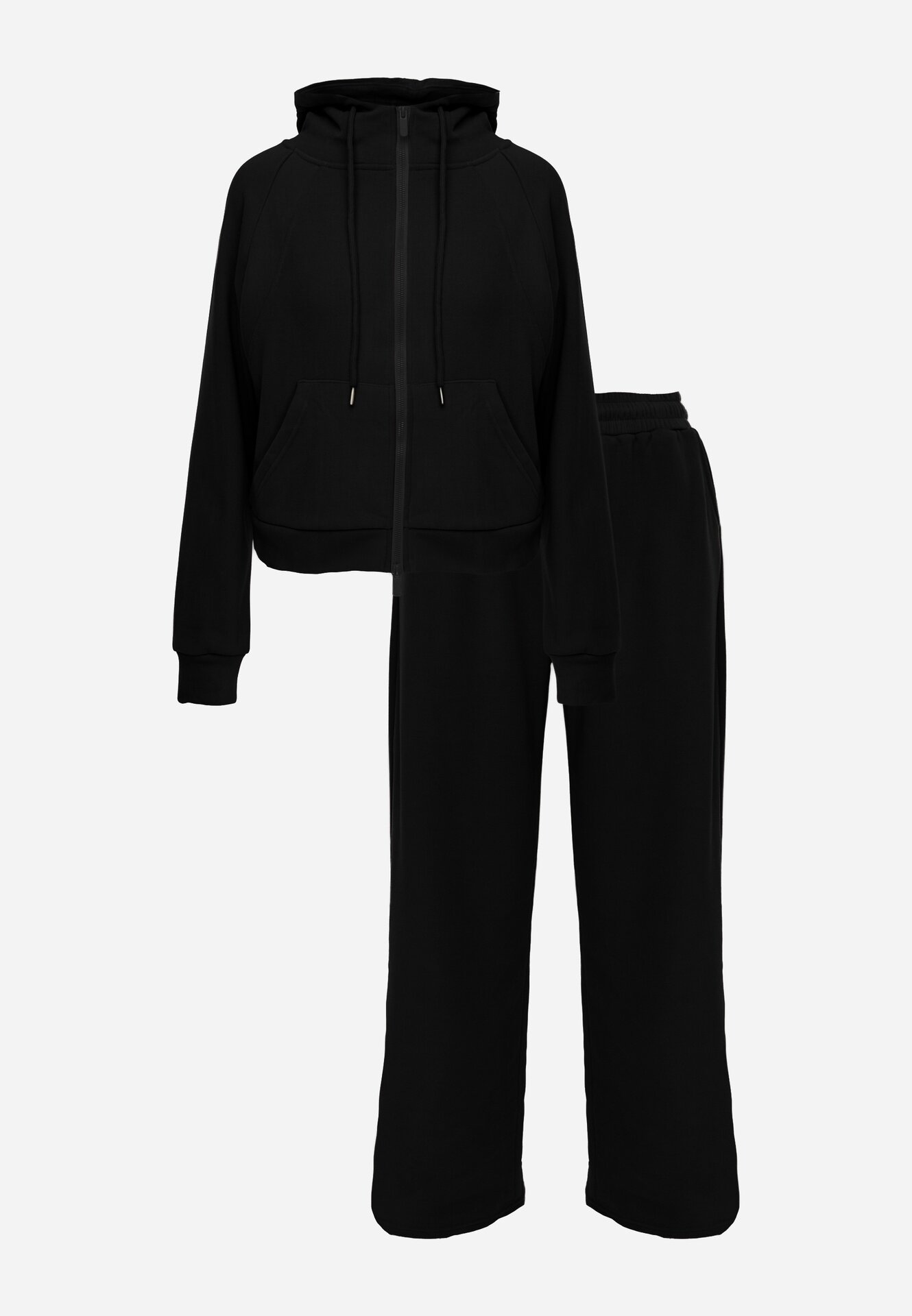 swest Compleu de trening din polar cu bluză cu glugă și fermoar și pantaloni Miriamina Negru