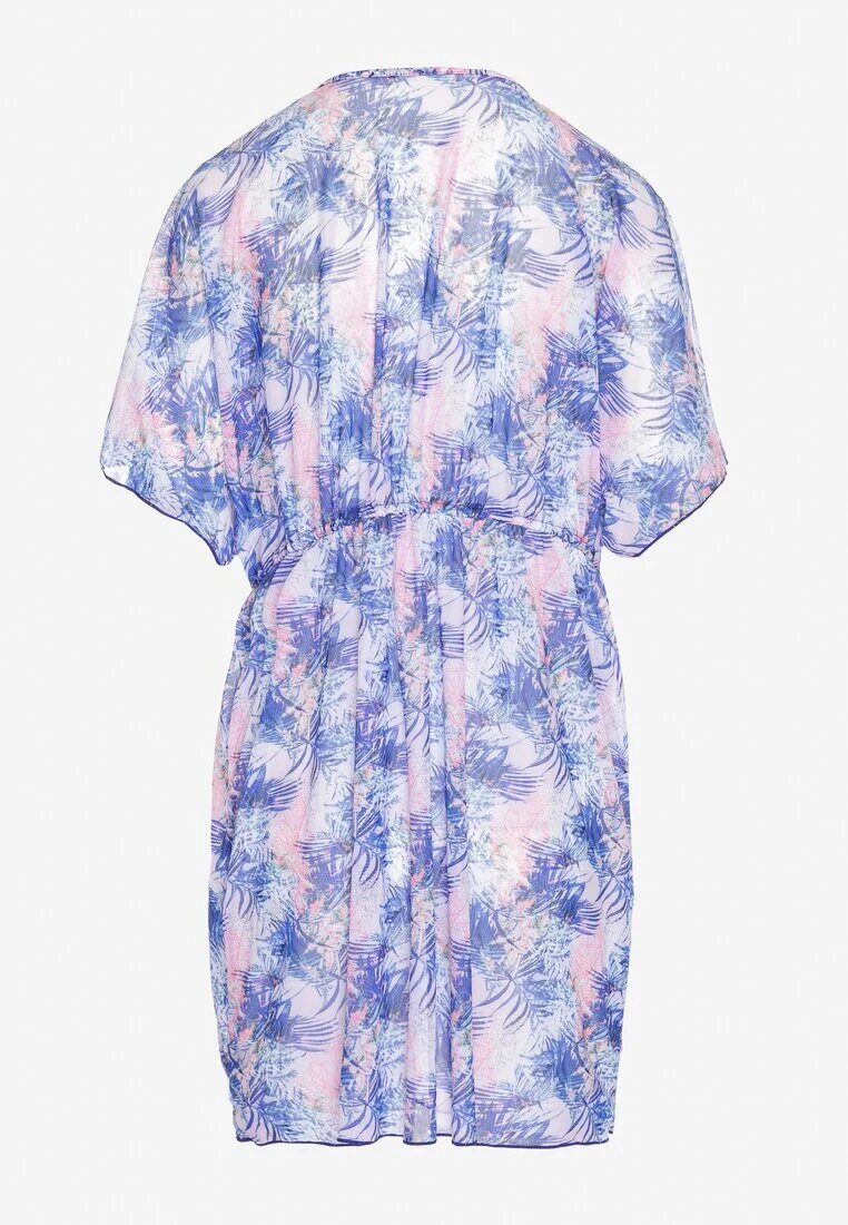 swest Kaftan de plajă albastru cu legătură cu imprimeu floral Mevelaura