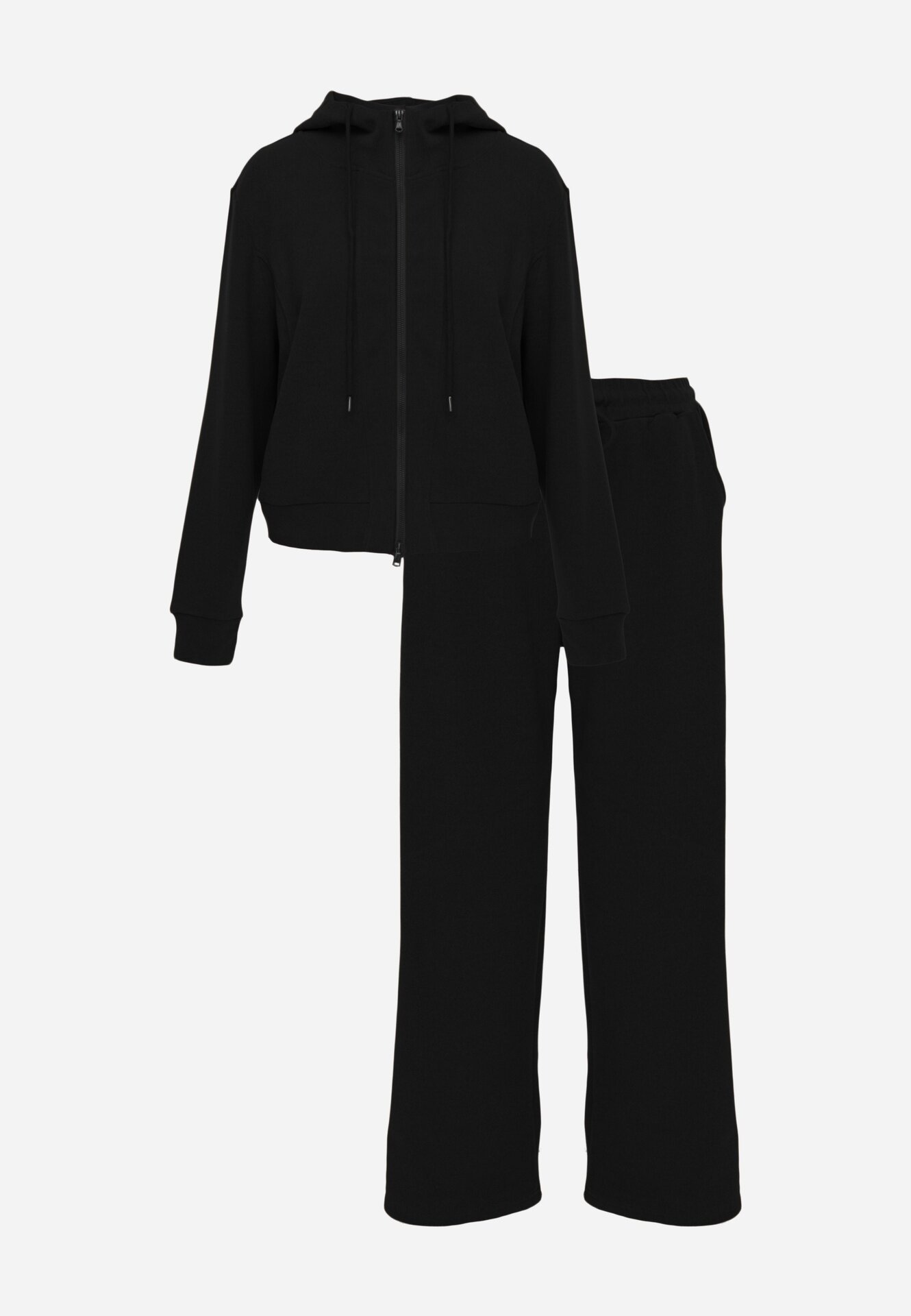 swest Set de trening cu pantaloni largi și hanorac cu glugă și fermoar Elitani Negru
