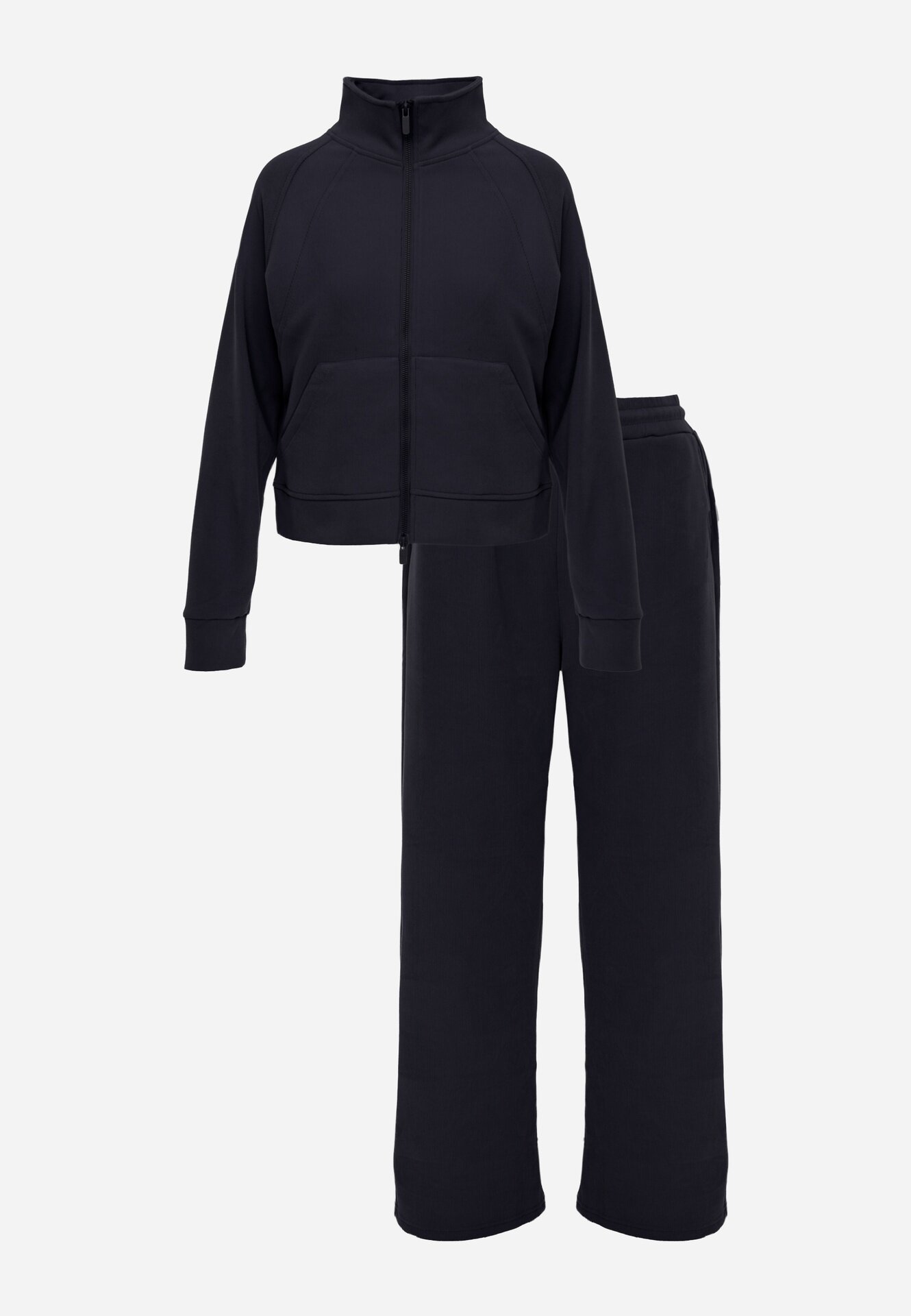swest Set de trening cu pantaloni Wide Leg și bluză cu fermoar cu guler tip tunică Milia Bleumarin