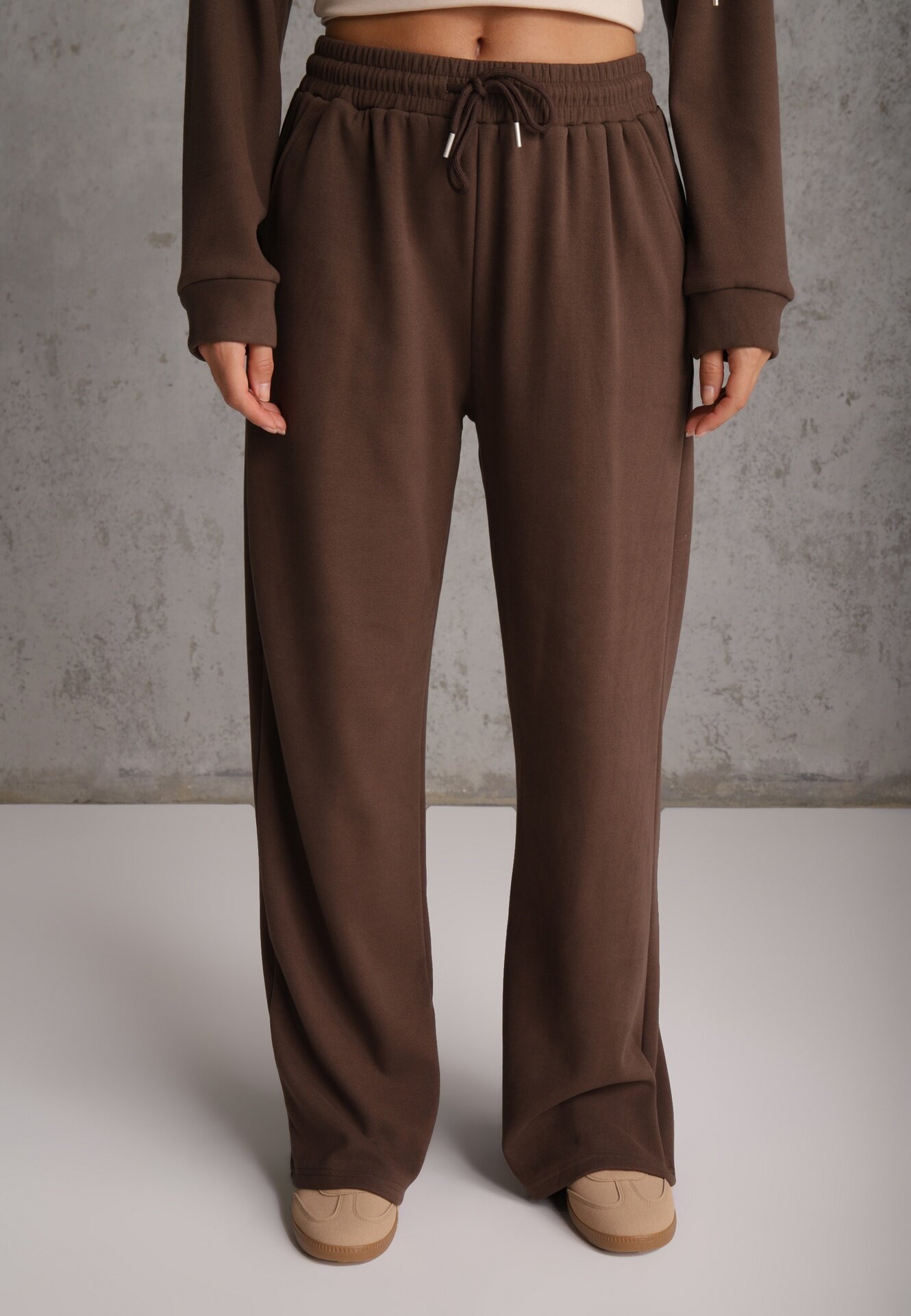 swest Set de trening din polar bluză cu fermoar și glugă pantaloni wide leg Ivama Maro