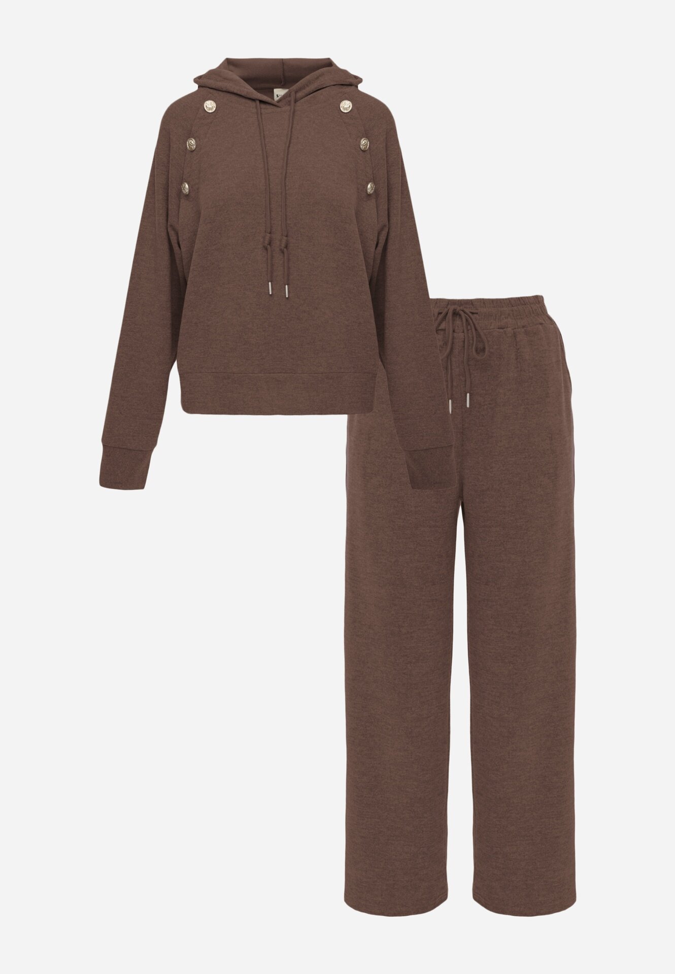 swest Set trening pantaloni Wide Leg și bluză cu glugă și aplicații Nailena Maro