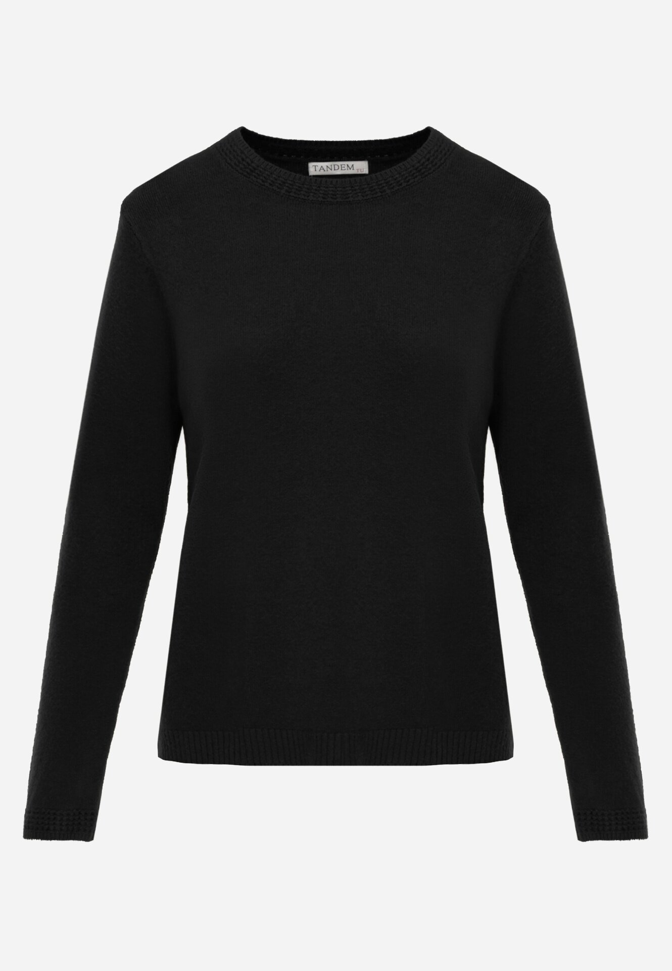 tandem Pulover clasic cu adaos de cașmir cu finisaj simplu Ganem Mov Negru