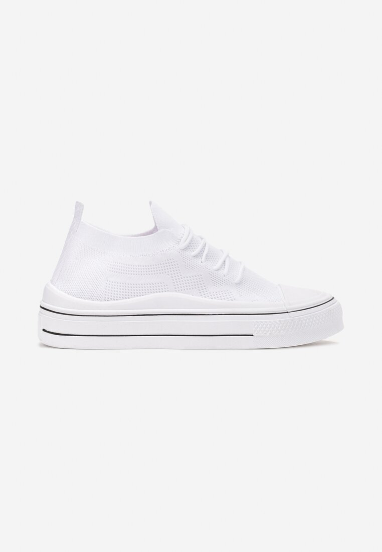  Tenisi Albi Slip-on cu Perforații și Șireturi Decorative Dennise