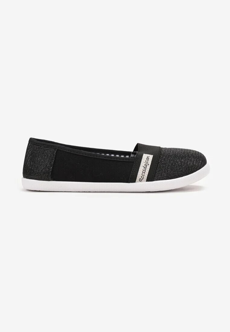  Teniși Negri Slip-on Sub Gleznă cu Fir Lucios Safeni