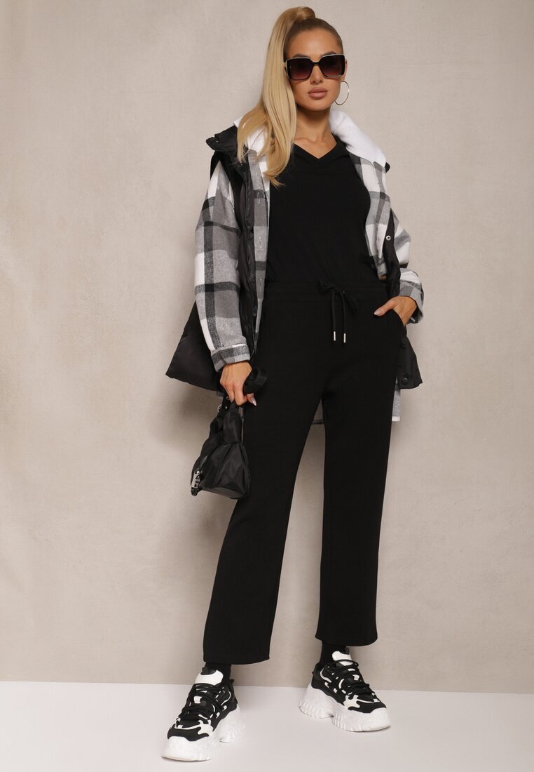 tp collection Pantaloni de trening Negri cu o croială dreaptă cu elastic în talie și buzunare Tiaris
