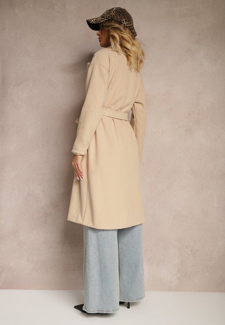tricot station Palton Bej deschis Dublu rând Cu cordon Meollie