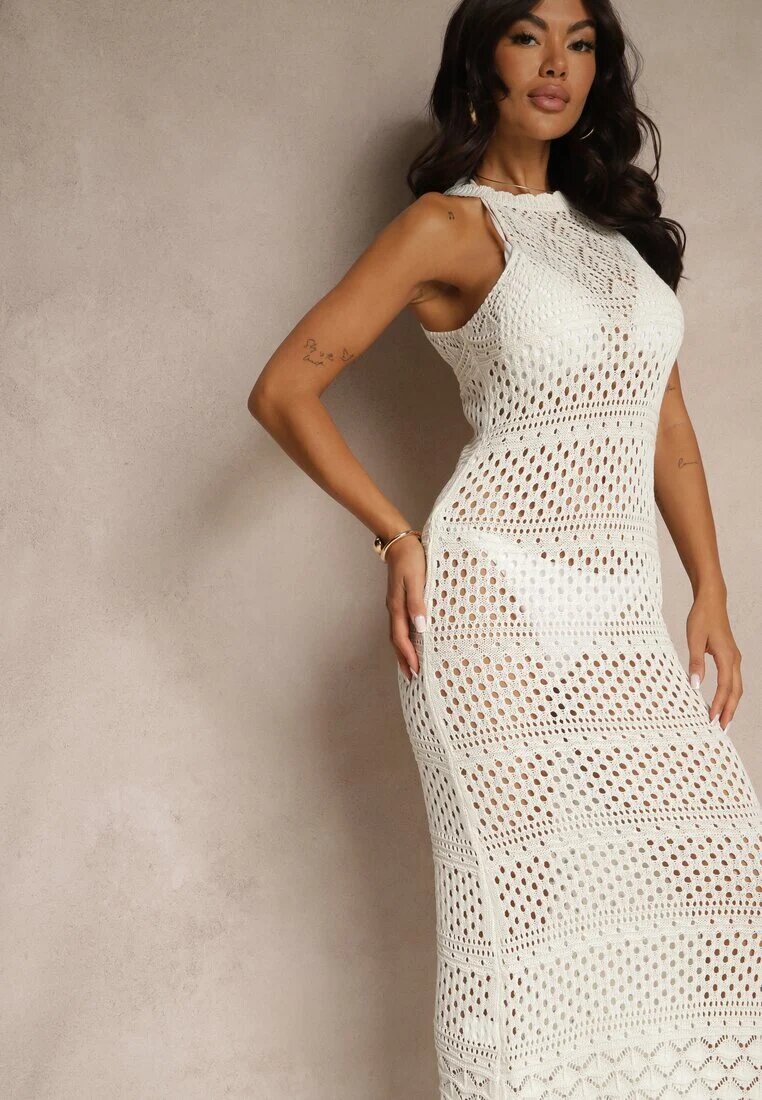 tricot station Rochie Bej deschis Perforată cu croială cambrată Fără mâneci Tialiera