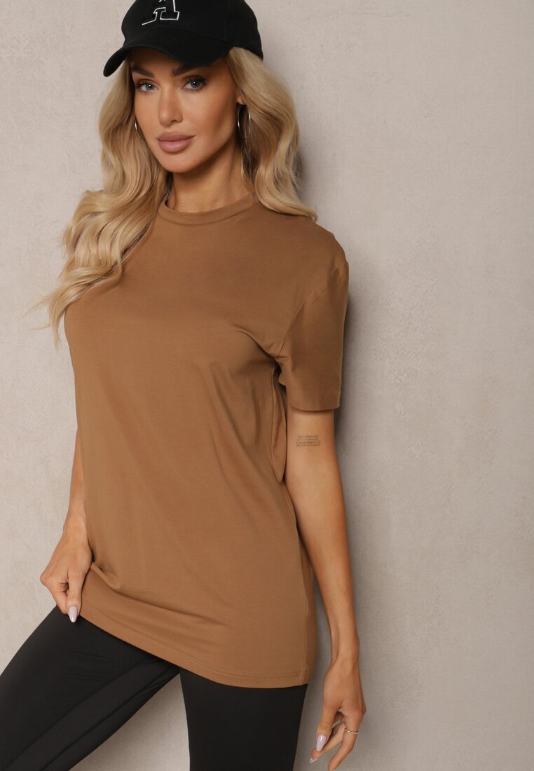  Tricou Clasic Simplu Maro din Bumbac Detima