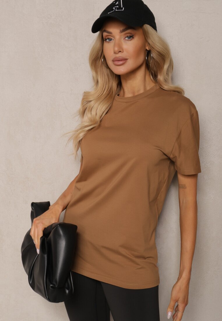  Tricou Clasic Simplu Maro din Bumbac Detima