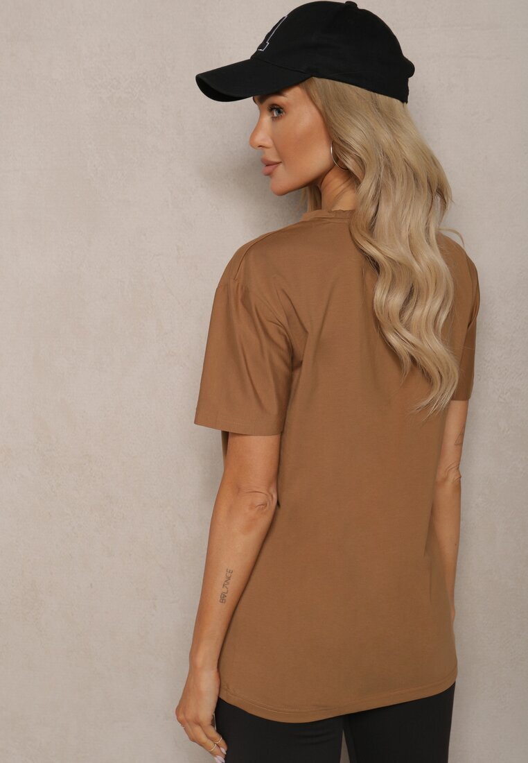  Tricou Clasic Simplu Maro din Bumbac Detima