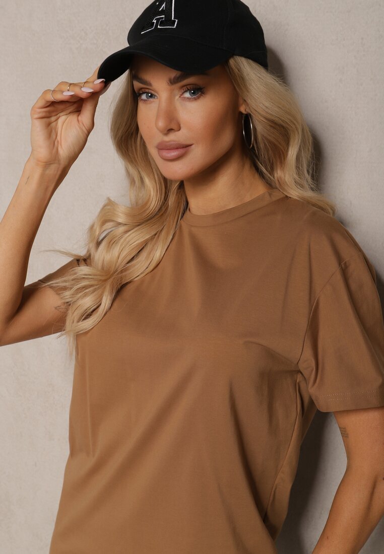  Tricou Clasic Simplu Maro din Bumbac Detima