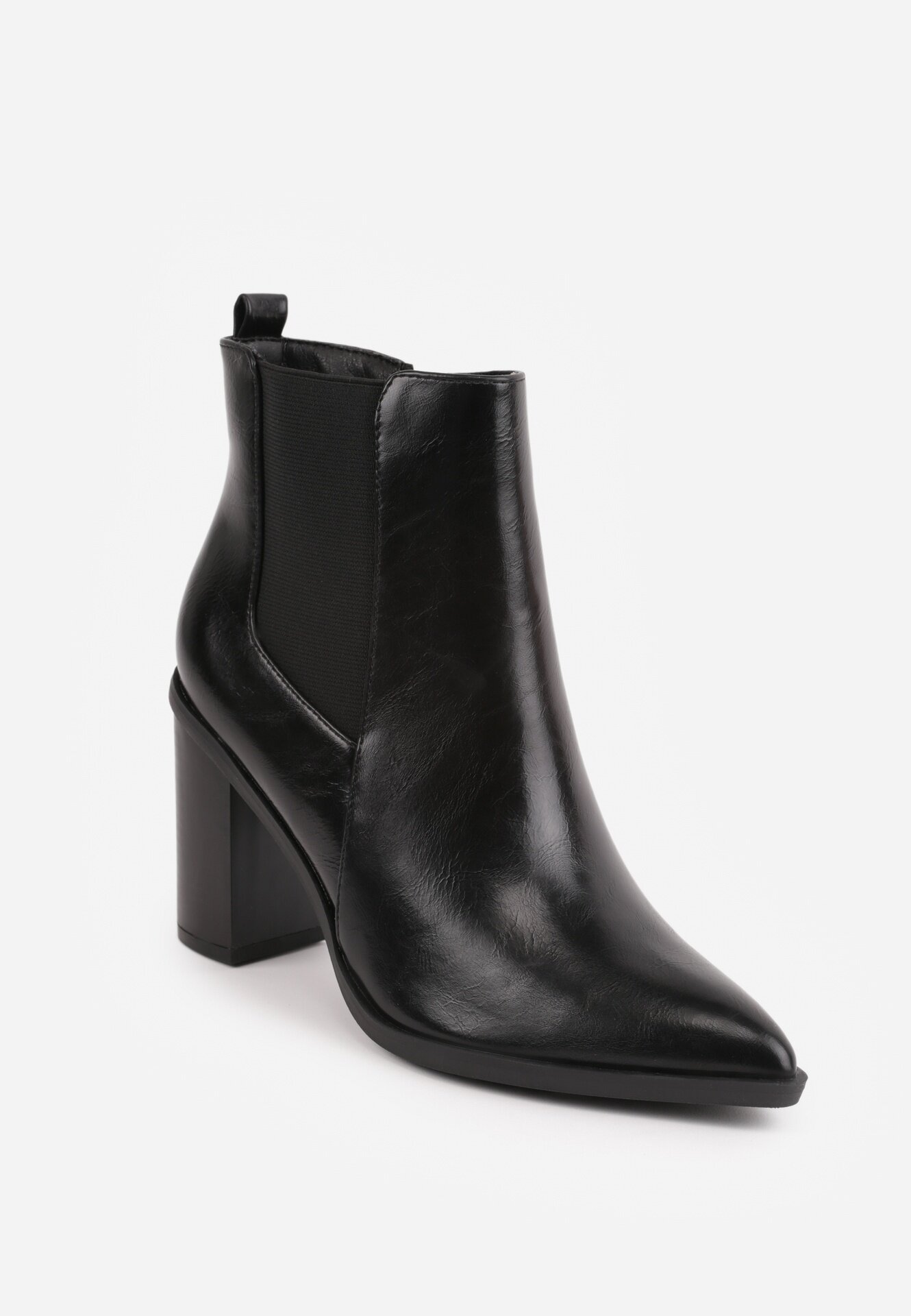 tulipano Botine elegante cu toc gros tip știbleti Kaspella Negre
