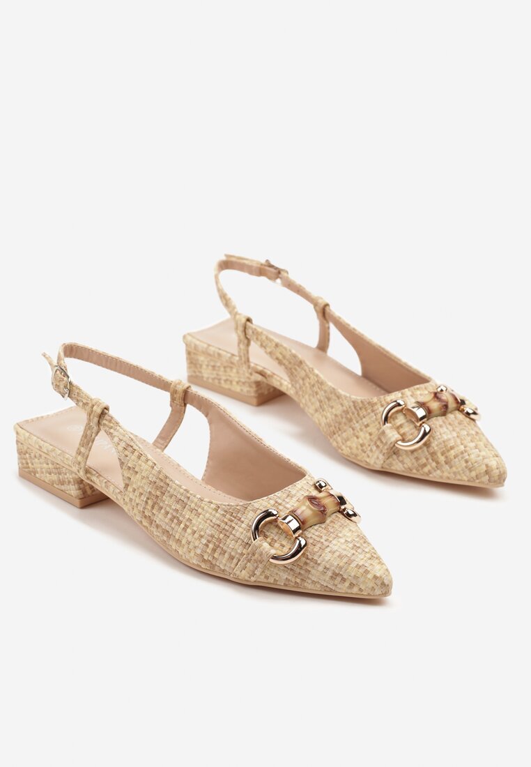 tulipano Sandale Bej Slingback cu Cataramă Decorativă Jenalina