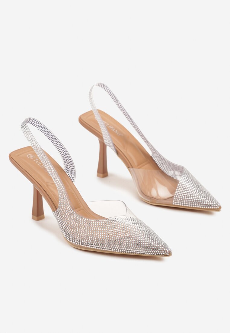 tulipano Sandale Maro Transparente Slingback cu Zirconii Harilssa