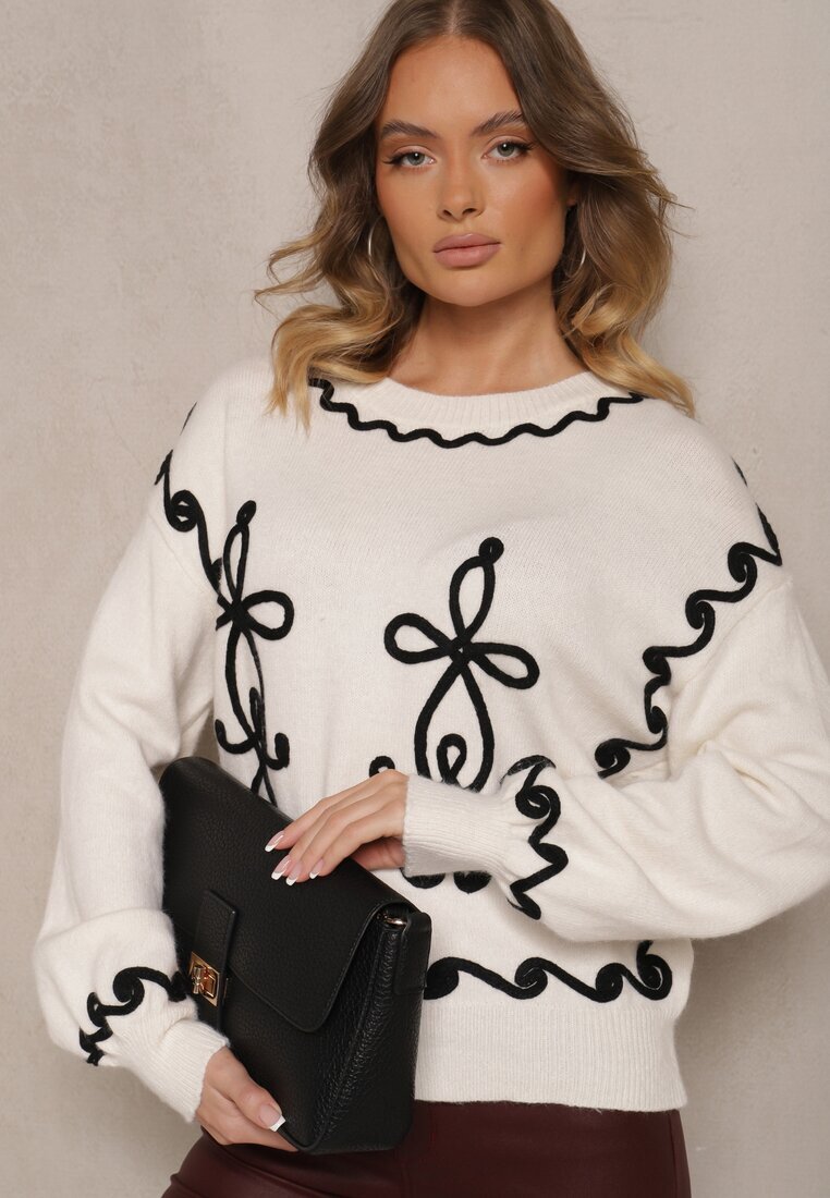 unigirl Pulover Bej deschis cu Vâscoză și Model Geometric Senallin
