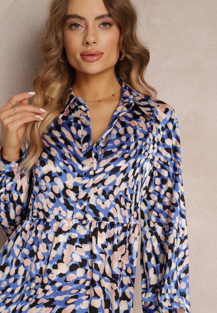 unigirl Rochie cămașă evazată Bleumarin-Albastru cu imprimeu fantezie Alendia