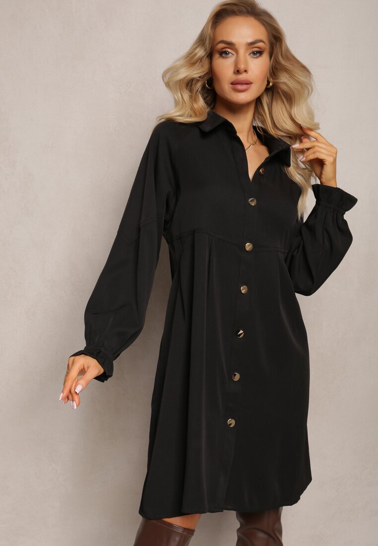 unigirl Rochie Cloș Neagră Tip cămașă Mini Nofexi
