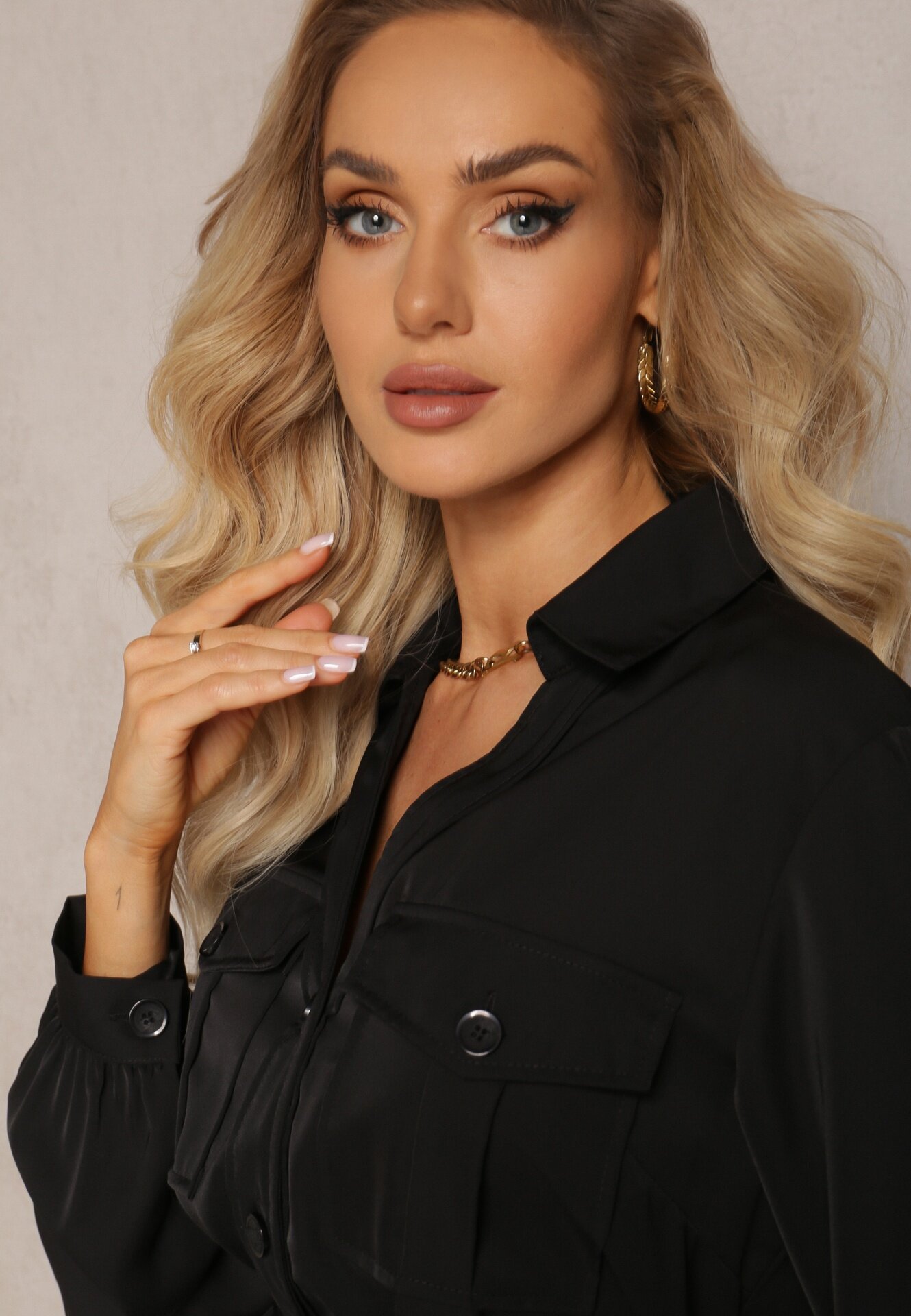 unigirl Rochie Neagră Tip Cămașă Mini Din Bumbac Zenata