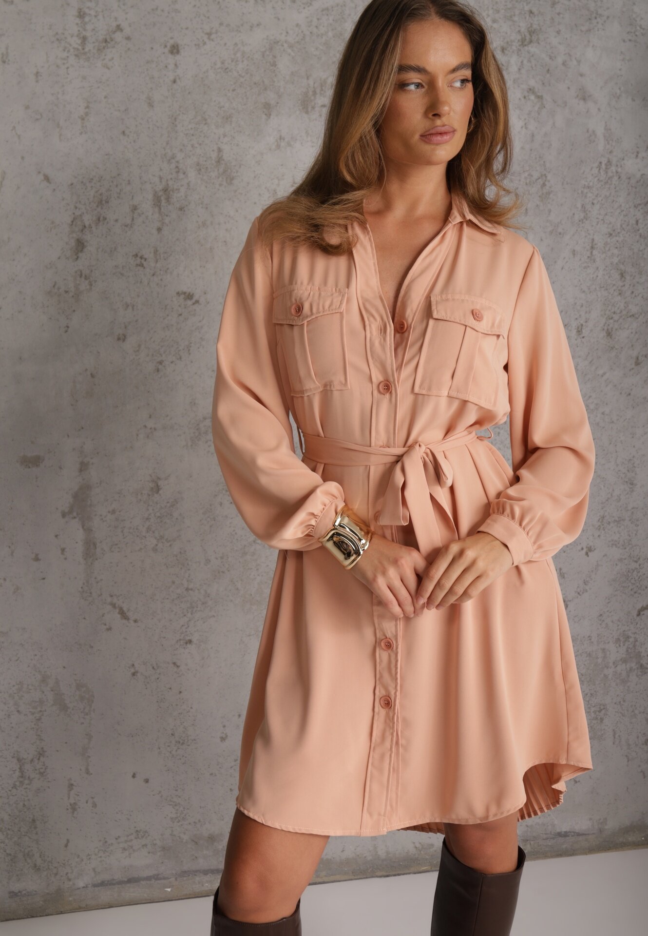 unigirl Rochie Roz tip cămașă Mini din bumbac Zenata