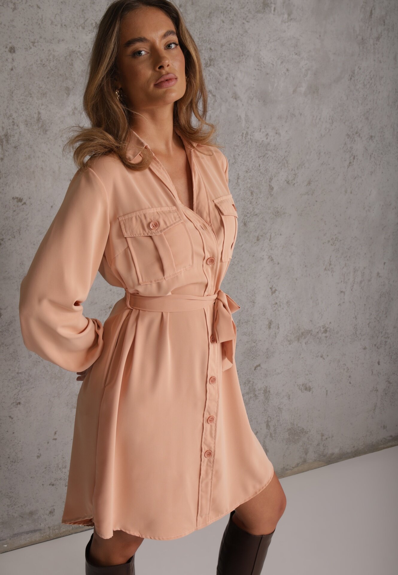unigirl Rochie Roz tip cămașă Mini din bumbac Zenata