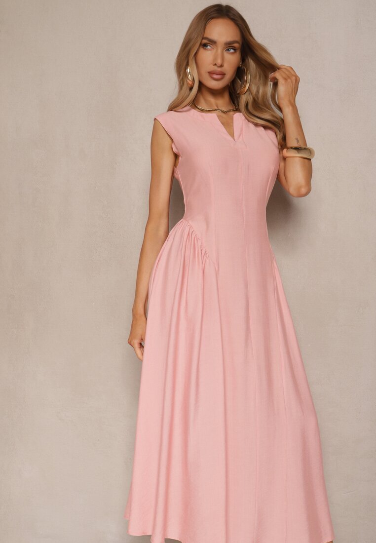 unigirl Rochie roze evazată din viscoză Lirune