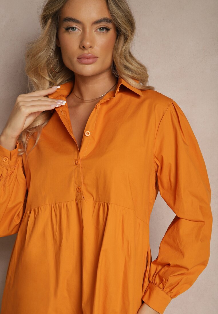unigirl Rochie tip cămașă Portocalie evazată din Bumbac Paniell